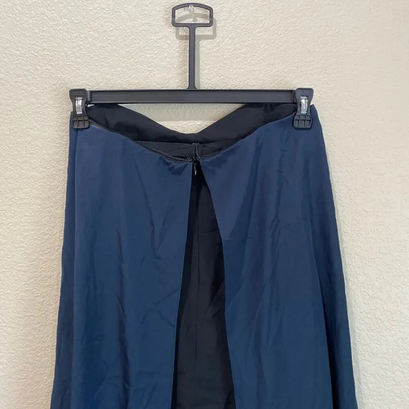 TIBI Strapless Towel Dress Navy Silk Size 2 Chic Effortless Drape Front - Picture 8 of 13